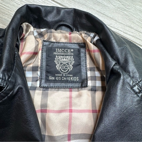 Kids Designer Inspired Leather Jacket Size 4/5 - Picture 3 of 7